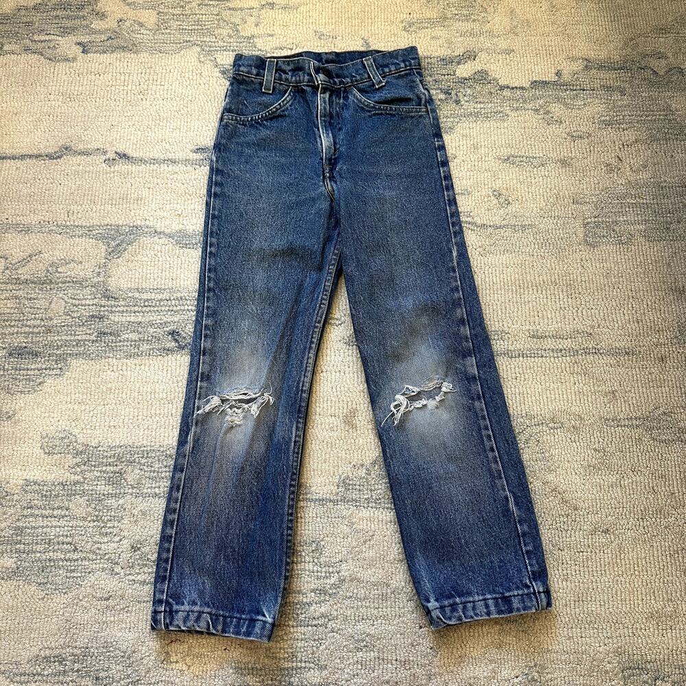 80s Vintage LEVIS Boys Sz 10 Slim 419-0216 Jeans Orange Tab